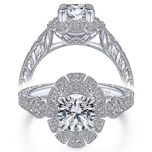 Taryn 14k White Gold Round Halo Engagement Ring TE14445R4W44JJ