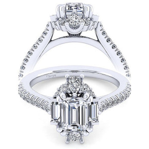 Taryn 14k White Gold Emerald Cut Halo Engagement Ring TE14508E4W44JJ