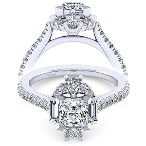 Taryn 14k White Gold Princess Cut Halo Engagement Ring TE14508S4W44JJ