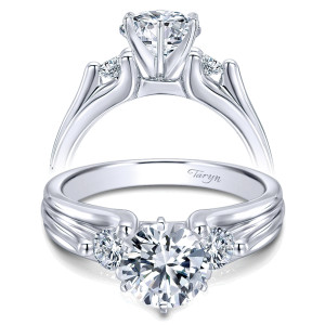 Taryn 14k White Gold Round 3 Stones Engagement Ring TE3751W44JJ