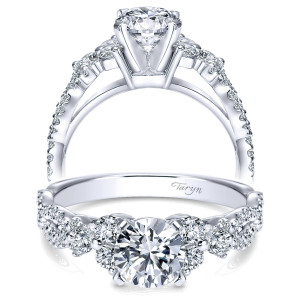 Taryn 14k White Gold Round Free Form Engagement Ring TE5329W44JJ