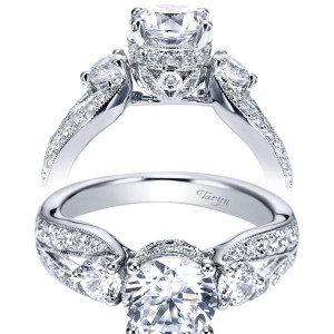 Taryn 14k White Gold Round 3 Stones Engagement Ring TE6265W44JJ