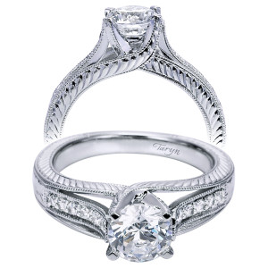 Taryn 14k White Gold Round Split Shank Engagement Ring TE6269W44JJ
