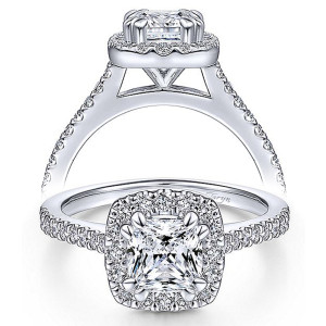 Taryn 14k White Gold Cushion Cut Halo Engagement Ring TE6419C4W44JJ