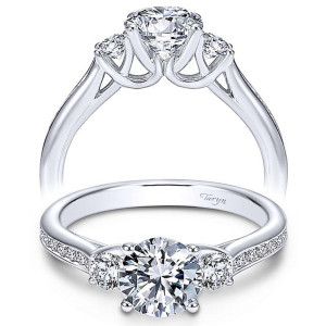 Taryn 14k White Gold Round 3 Stone Engagement Ring TE7473W44JJ