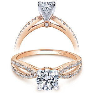 Taryn 14k Rose Gold Round Split Shank Engagement Ring TE8129T44JJ