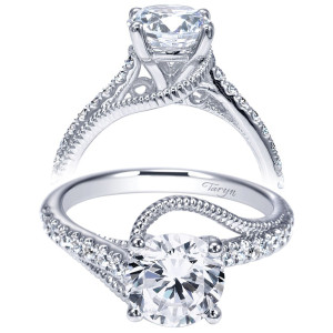 Taryn 14k White Gold Round Free Form Engagement Ring TE9043W44JJ