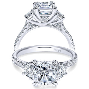 Taryn 14k White Gold Cushion Cut 3 Stones Engagement Ring TE9044W44JJ