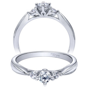 Taryn 14k White Gold Round 3 Stones Engagement Ring TE910070W44JJ