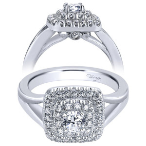 Taryn 14k White Gold Round Double Halo Engagement Ring TE910089W44JJ