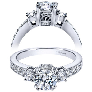 Taryn 14k White Gold Round 3 Stones Engagement Ring TE93864W44JJ
