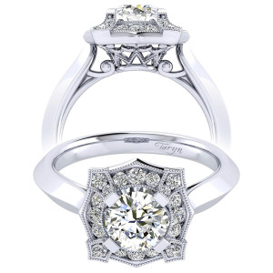 Taryn 14k White Gold Round Perfect Match Engagement Ring TE001B4ADW44JJ