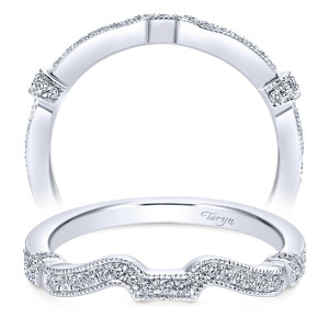 Taryn 14 Karat White Gold Round Curved Wedding Band TW7531W44JJ
