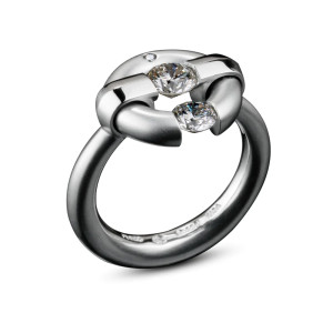 Kretchmer Platinum Two-Stone Tension Set Jazz Ring