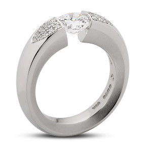 Kretchmer 18 Karat Pave Ush Tension Set Ring