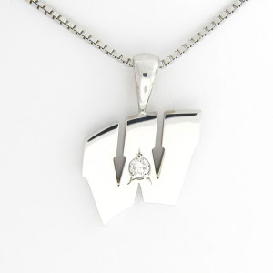 UW Motion "W" Platinum Pendant - Medium with Diamond