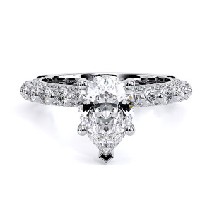 Verragio Couture-0488PS20 14 Karat engagement ring, white metal engagement ring with pear centre, front view