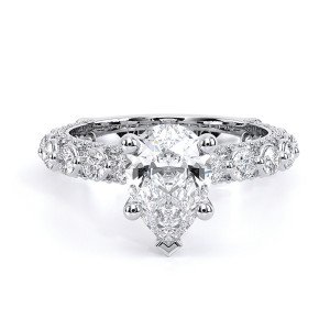 Verragio Couture-0488PS25 14 Karat engagement ring, white metal engagement ring with pear centre, front view