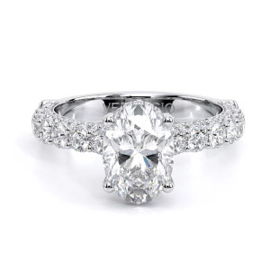Verragio Couture-0489OV25 14 Karat engagement ring, white metal engagement ring with oval centre, front view