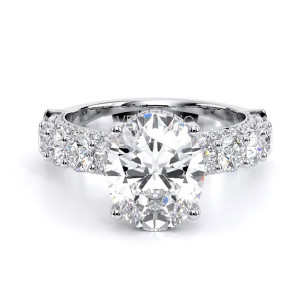 Verragio Couture-0489OV34 14 Karat engagement ring, white metal engagement ring with oval centre, front view