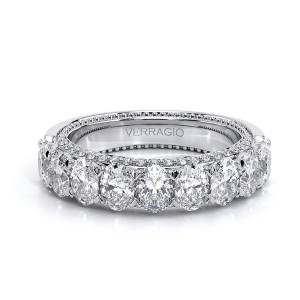 Verragio Eterna-2022OV-5-HW 14 Karat eternity band, top view showing the row of oval diamonds