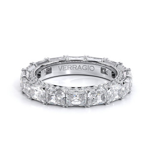 Verragio Eterna-2025RAD-4X3 18 Karat eternity band, top view showing the radiant cut diamond line