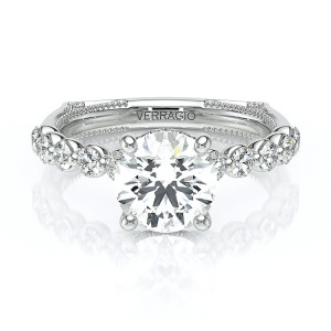 Verragio Vanguard-2201R 14 Karat engagement ring, round diamond engagement ring, top view with bubble band shank