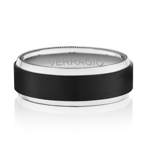 Verragio VWFX-8502 18 Karat men's wedding band, front view showing the dark center row and polished edges
