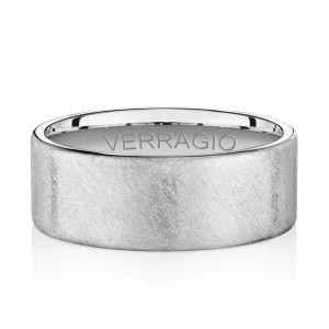 Verragio VWS-203-8 14 Karat men's wedding band, angled view showing the matte face and polished edges