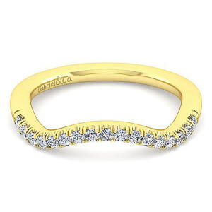 Gabriel 14 Karat Yellow Gold Curved Wedding Band WB12342R6Y44JJ