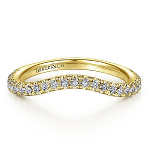 Gabriel 14 Karat Yellow Gold Curved Wedding Band WB14628R4Y44JJ