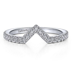 Gabriel 14 Karat White Gold Curved Wedding Band WB14645R4W44JJ