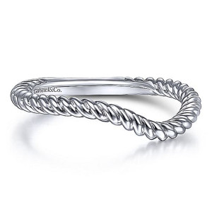 Gabriel 14 Karat White Gold Curved Matching Wedding Band WB15405R4W4JJJ