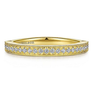 Gabriel 14 Karat Yellow Gold Curved Wedding Band WB15627R4Y44JJ