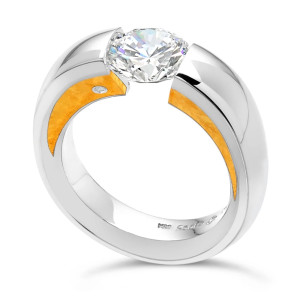 Kretchmer Platinum Wush 24K Inlay Tension Set Ring