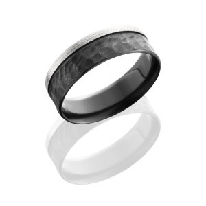 Lashbrook Z7F11OC HAMMER-STONE SILVER Zirconium Wedding Ring or Band