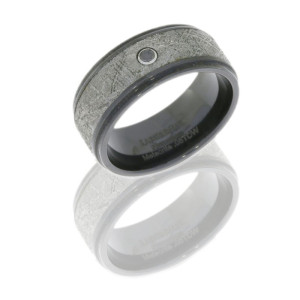 Lashbrook Z8.5FGE15/METEORITEBLKDIA.05B POLISH Meteorite Wedding Ring or Band