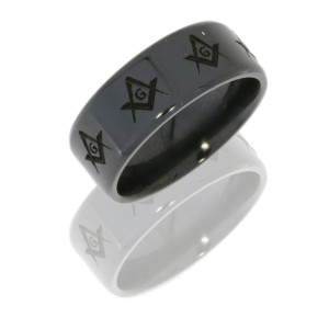 Lashbrook Z8B/BLCVMASONCOMPASS POLISH Zirconium Wedding Ring or Band