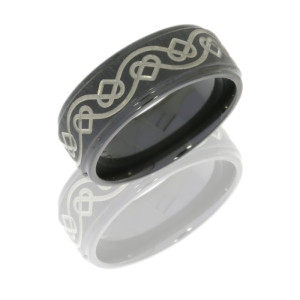 Lashbrook Z8B(S)/CELTICHEART CROSS SATIN BLACK-POLISH Zirconium Wedding Ring or Band
