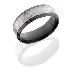 Lashbrook Z8F2S HAMMER SILVER-POLISH Zirconium Wedding Ring or Band