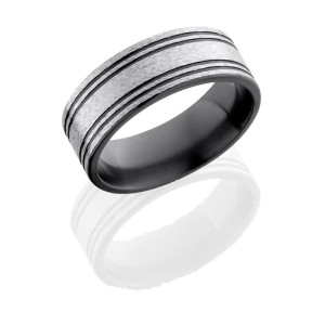 Lashbrook Z8F4SG SILVER STONE Zirconium Wedding Ring or Band