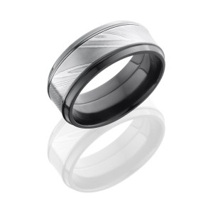 Lashbrook Z9B15(S)-Damascus Polish Zirconium Wedding Ring or Band