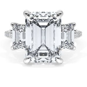 40927EC12X8534W top view, emerald cut center with step cut side stones in white gold