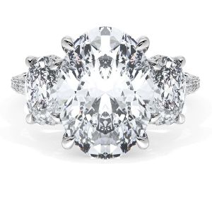 40927OV13X9534W top view: three stone ring with oval center and oval side diamonds