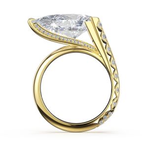 459PS165X9LDY profile view, asymmetric bypass band with pave lined wing and diamond lattice