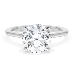 HT2588RD85W top view, round brilliant solitaire on a plain polished white gold band