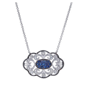 Gabriel Fashion Silver Art Nouveau Necklace NK4178SVJMC