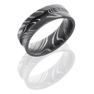 Lashbrook D7C Acid Damascus Steel Wedding Ring or Band