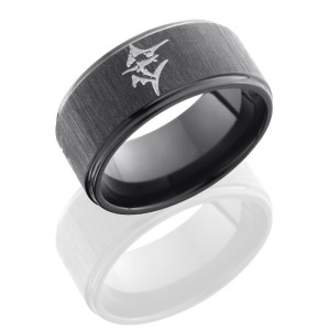Lashbrook Z10FGE-MARLIN Cross Satin Black-Polish Zirconium Wedding Ring or Band