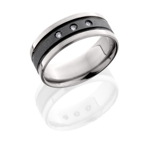 Lashbrook 8F21ADIA3X.03F SANDBLAST-POLISH Titanium Wedding Ring or Band
